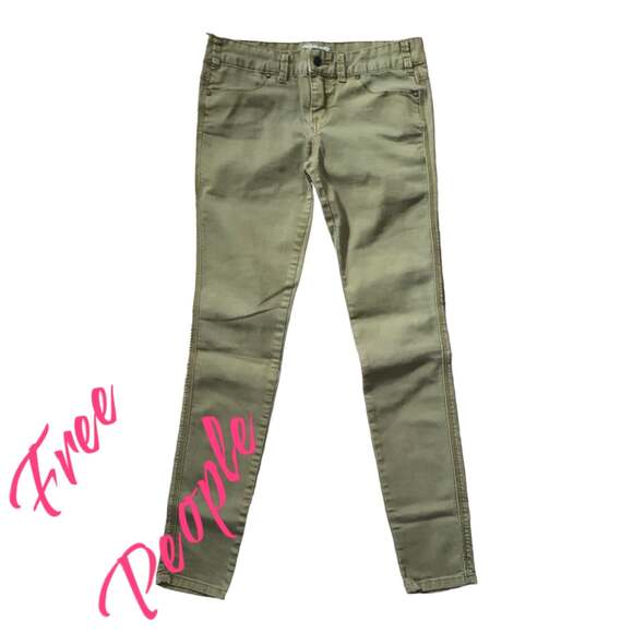 Free people woman's size 28 green skinny jeans ankle basic fall - Picture 2 of 8